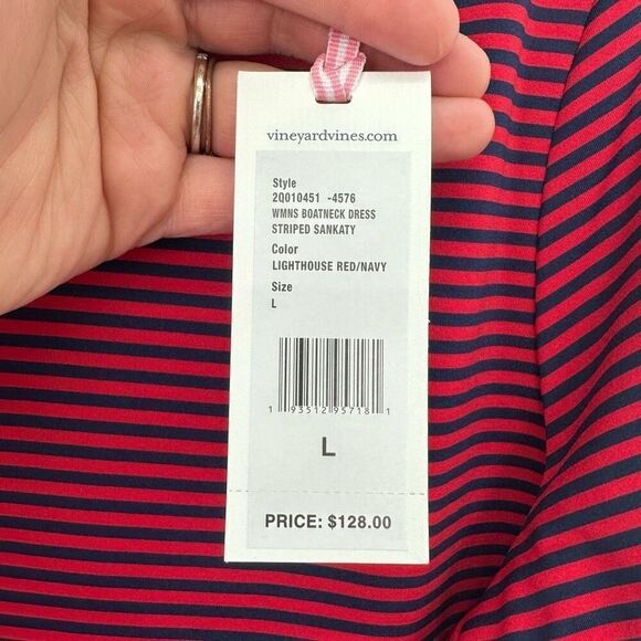 Vineyard Vines Women’s Boatneck Striped Sankaty UPF 50+ Red/Navy - Picture 5 of 12